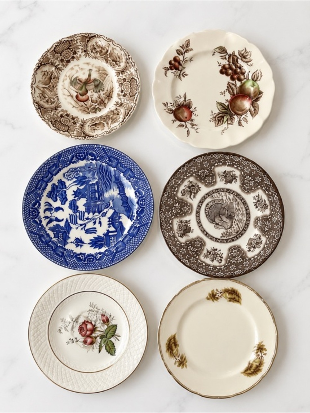 Vintage Mismatched English China Dessert Plates Set of 6 Spode Meakin